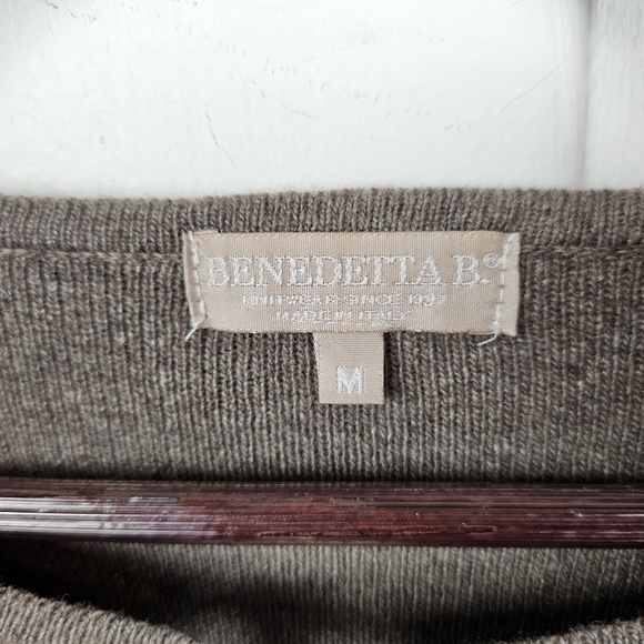 Benedetta B Color Block Black Tan Merino Wool Cashmere Cardigan Sweater Medium - Picture 3 of 12